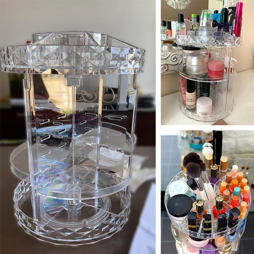 360 Degree Rotating Cosmetic Organizer Transparent 24 Pieces