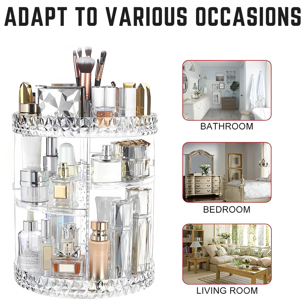 360 Degree Rotating Cosmetic Organizer Transparent 24 Pieces