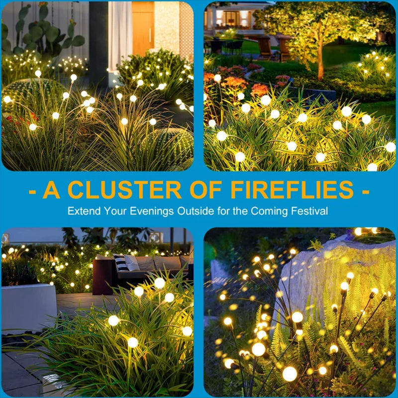 Outdoor LED Solar Lights Waterproof Starburst Firefly Lights 12 Pieces