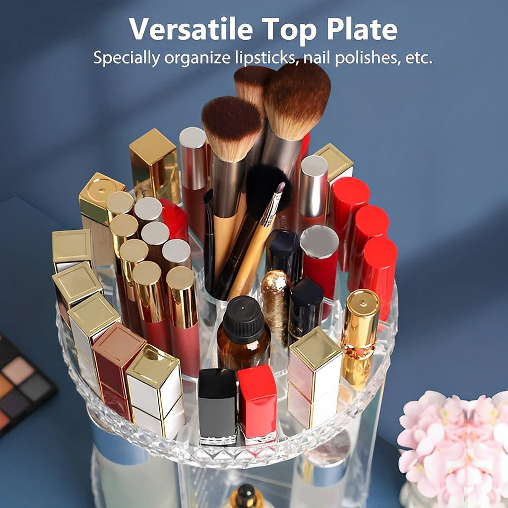 360 Degree Rotating Cosmetic Organizer Transparent 24 Pieces