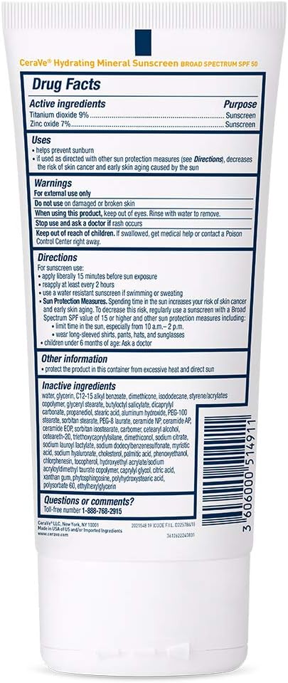 CERAVE Hydrating Mineral Sunscreen SPF 50 x 24 pieces