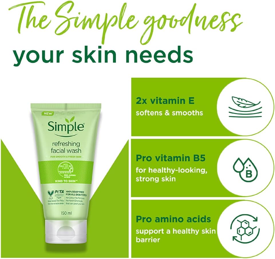 Simple Refreshing Facial Wash With Pro-Vitamin B5 x24 pieces