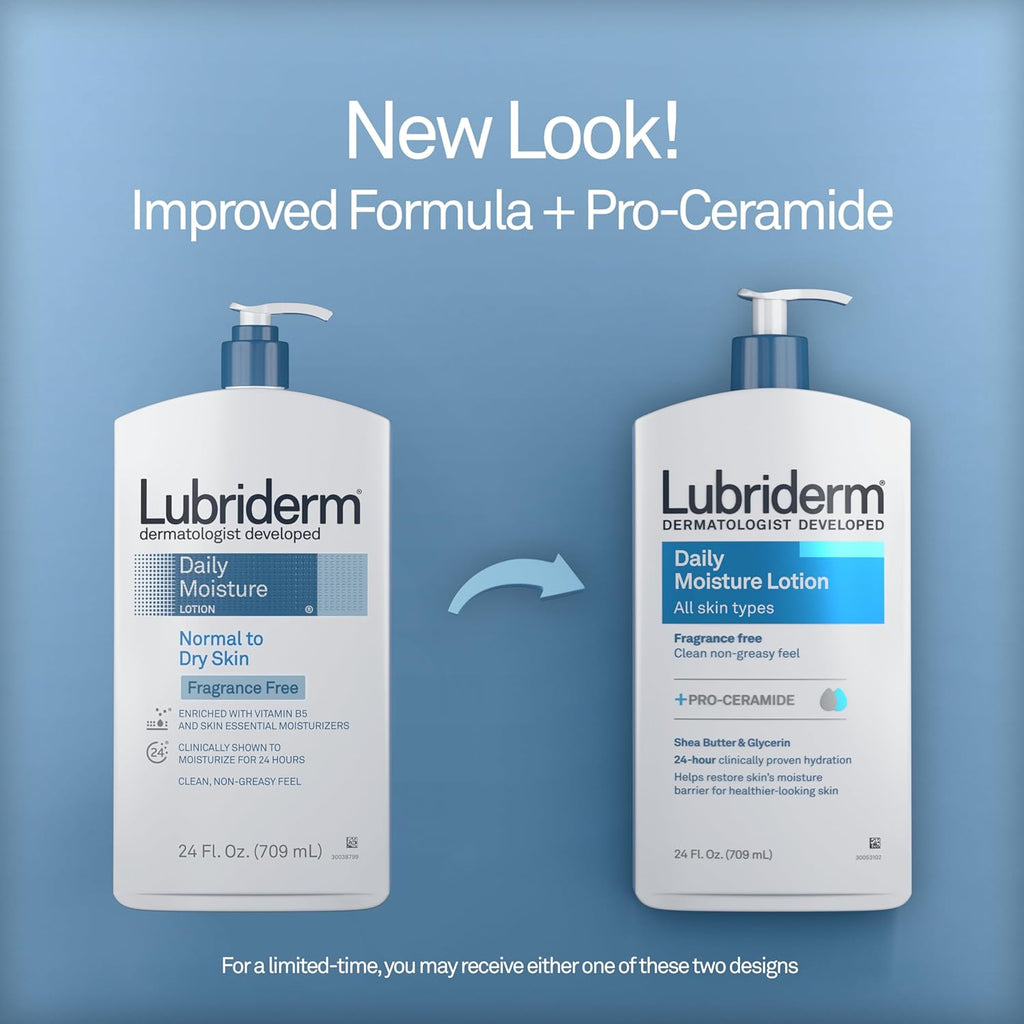 Lubriderm Daily Moisture Hydrating Unscented Body Lotion with Pro-Vitamin B5 x 24 pieces