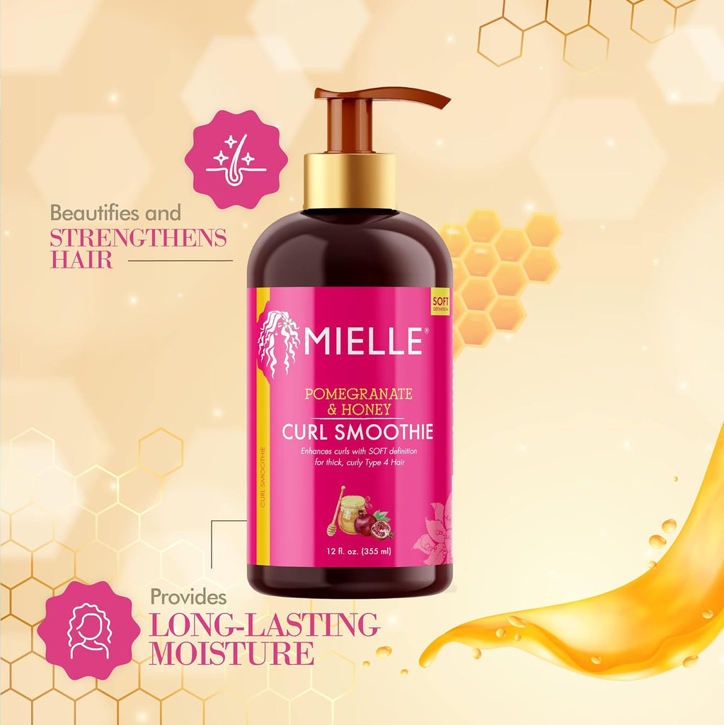 MIELLE Organics Pomegranate & Honey Curl Smoothie, 12 Ounce (355 ml) x24 pieces