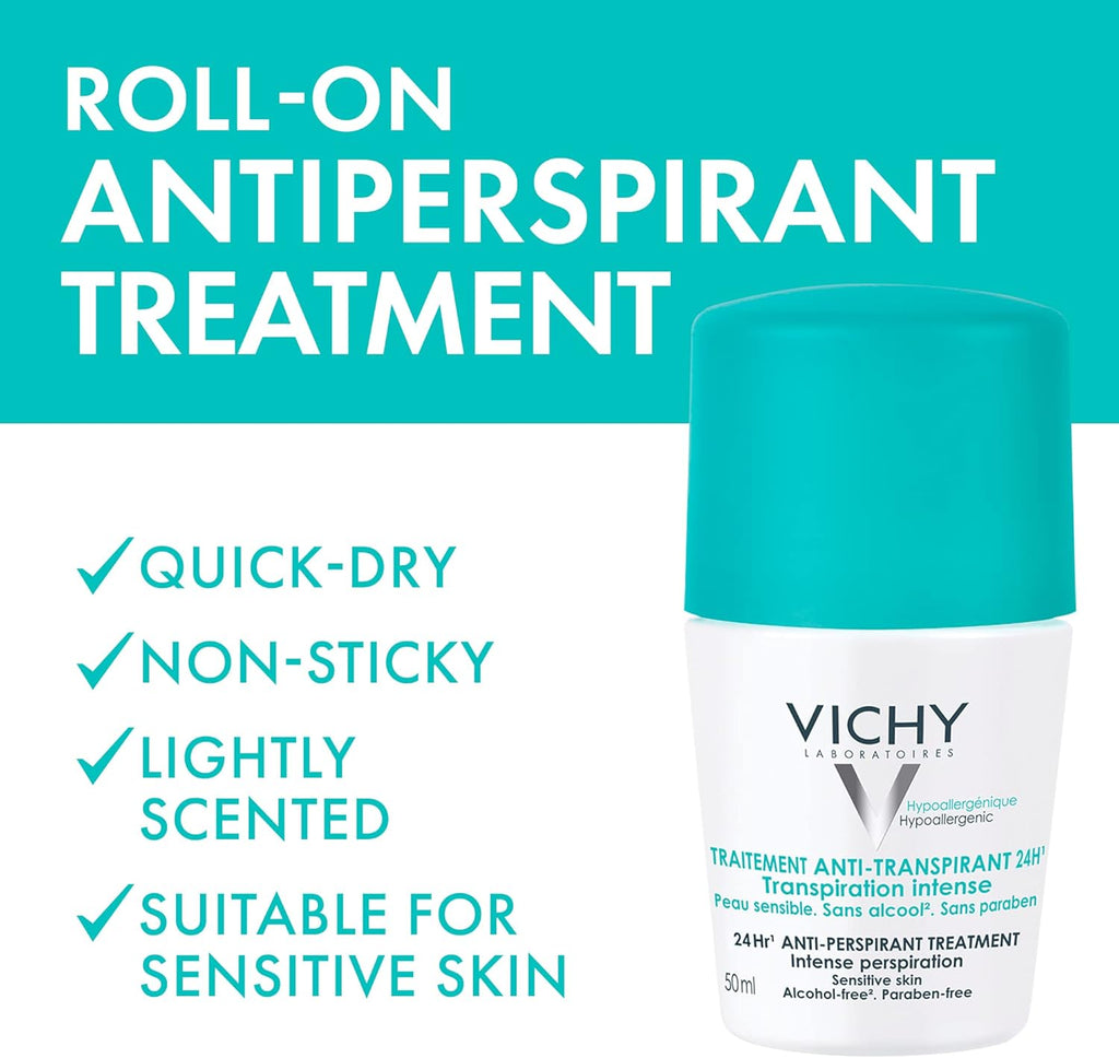 Vichy 48 Hour Anti-Perspirant Treatment Roll-On for Sensitive Skin, 50 ml x24 pieces