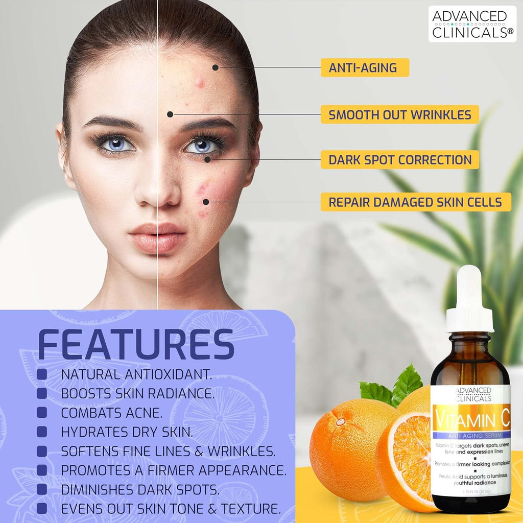 Advanced Clinicals Vitamin C + Ferulic Acid, Antioxidant Glow Facial Mist 237 ml x 24 pieces