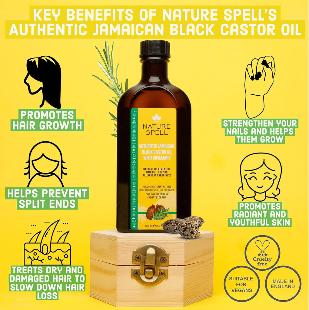 Nature Spell Authentic Jamaican Black Castor Oil with Rosemary for Hair & Body 150 ml x24 pieces