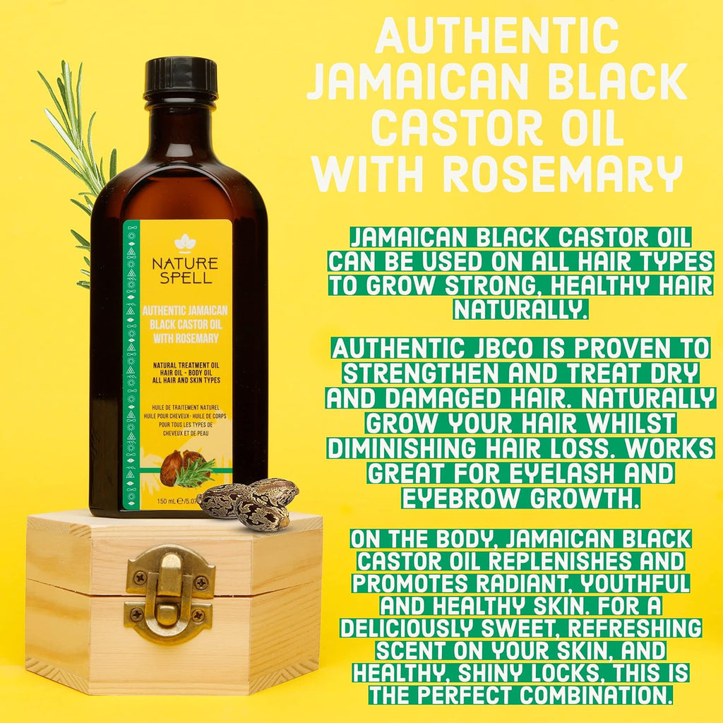 Nature Spell Authentic Jamaican Black Castor Oil with Rosemary for Hair & Body 150 ml x24 pieces