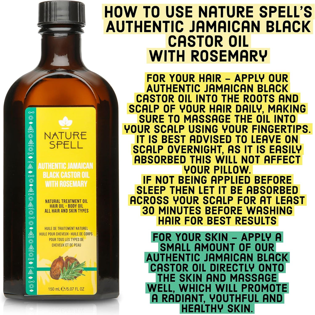 Nature Spell Authentic Jamaican Black Castor Oil with Rosemary for Hair & Body 150 ml x24 pieces